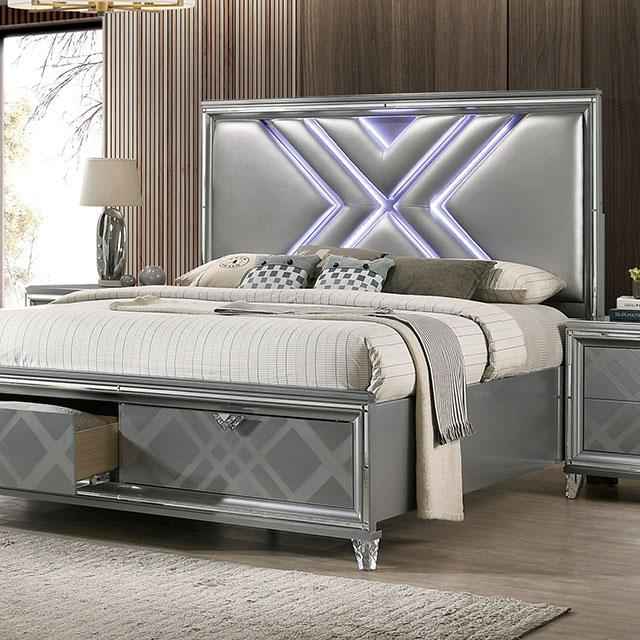 Emmeline Bed Silver & White
