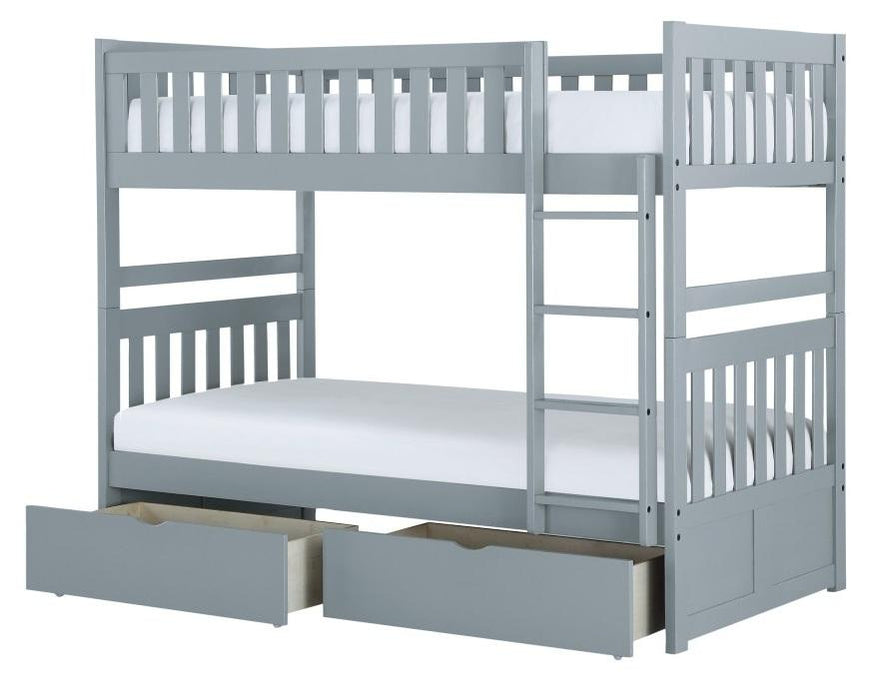 Orion Twin/Twin Bunk Bed with Storage Boxes in Gray B2063-1*T - VIP FURNITURE (NJ)