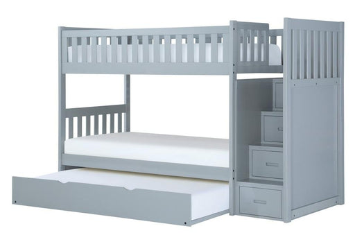 Orion Bunk Bed w/ Reversible Step Storage and Twin Trundle in Gray B2063SB-1*R - VIP FURNITURE (NJ)