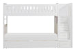 Galen Bunk Bed w/ Reversible Step Storage and Storage Boxes in White B2053SBW-1*T - VIP FURNITURE (NJ)