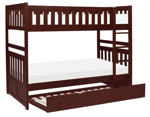 Rowe Twin/Twin Bunk Bed w/ Twin Trundle Bed in Dark Cherry B2013DC-1*R - VIP FURNITURE (NJ)