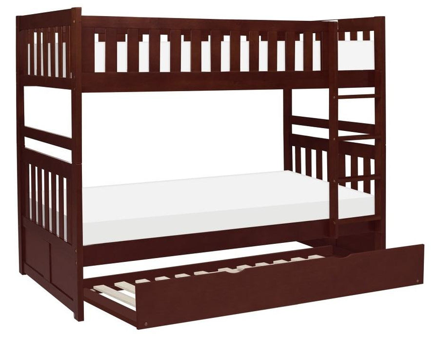Rowe Twin/Twin Bunk Bed w/ Twin Trundle Bed in Dark Cherry B2013DC-1*R - VIP FURNITURE (NJ)
