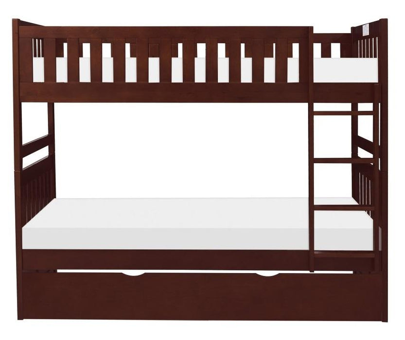 Rowe Twin/Twin Bunk Bed w/ Twin Trundle Bed in Dark Cherry B2013DC-1*R - VIP FURNITURE (NJ)