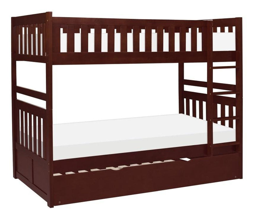 Rowe Twin/Twin Bunk Bed w/ Twin Trundle Bed in Dark Cherry B2013DC-1*R - VIP FURNITURE (NJ)