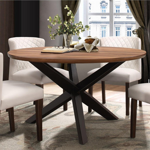 Nelina Round Dining Table in Espresso & Natural 5597-53* - VIP FURNITURE (NJ)