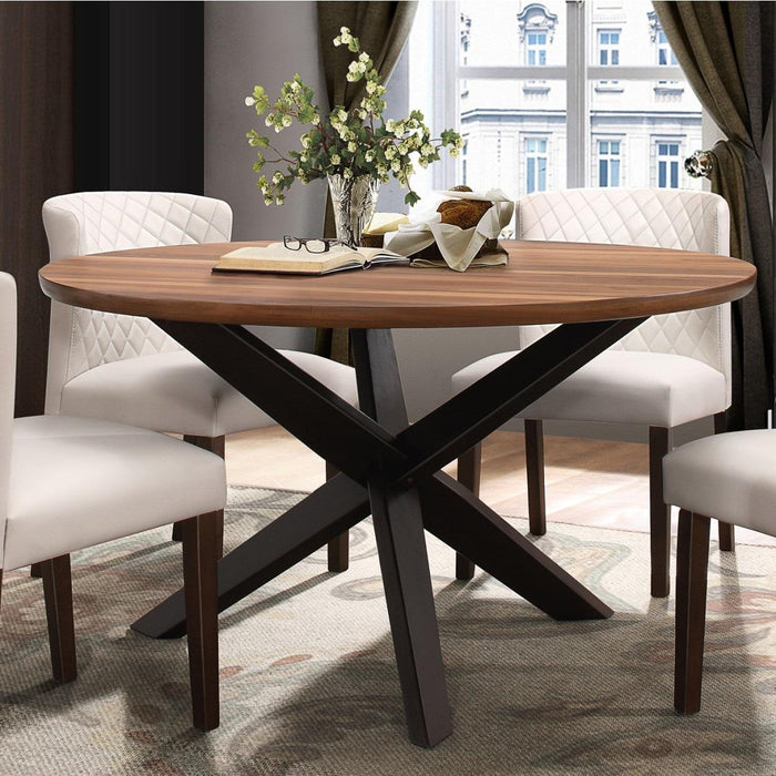 Nelina Round Dining Table in Espresso & Natural 5597-53* - VIP FURNITURE (NJ)