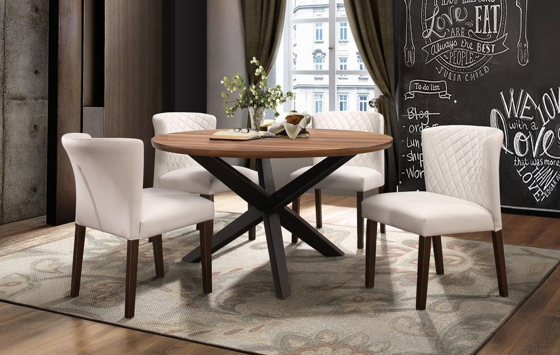 Nelina Round Dining Table in Espresso & Natural 5597-53* - VIP FURNITURE (NJ)