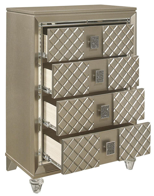Youth Loudon 4 Drawer Chest in Champagne Metallic B1515-9 - VIP FURNITURE (NJ)