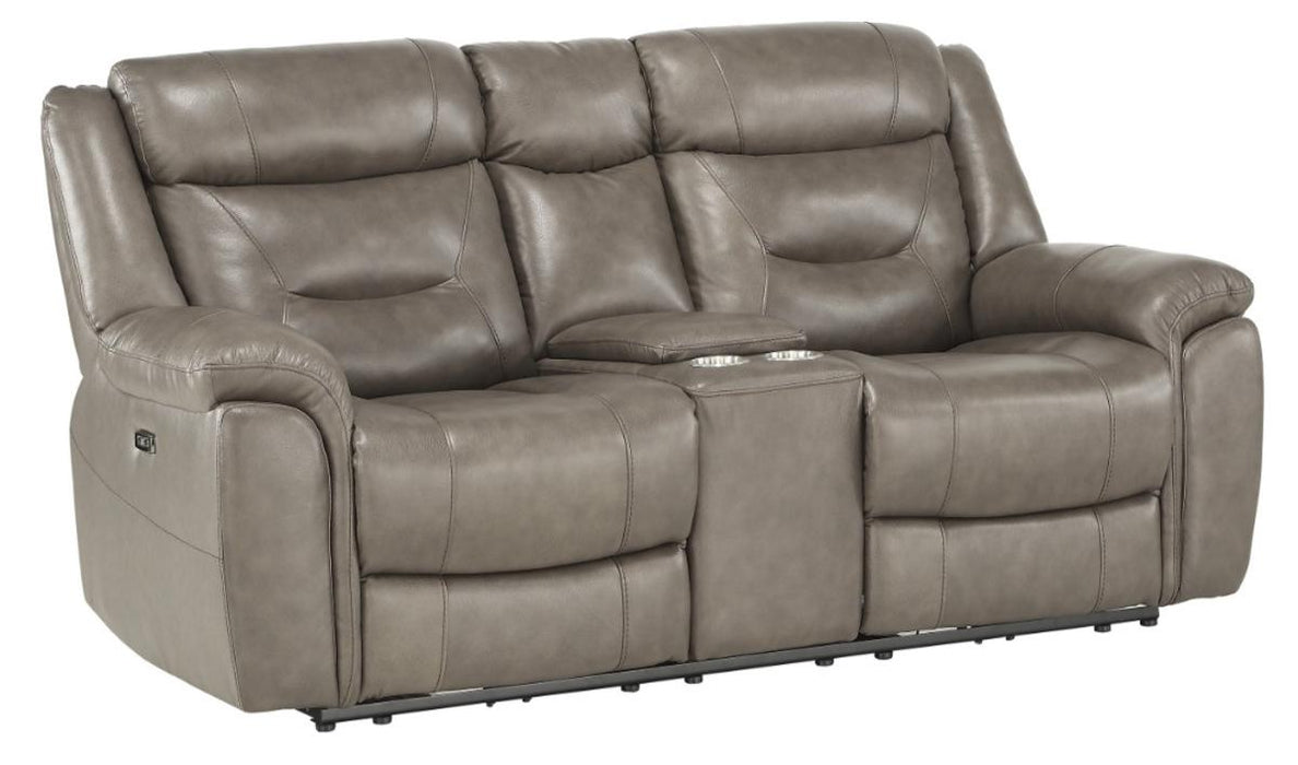 Danio Power Double Reclining Loveseat with Power Headrests in Brownish Gray 9528BRG-2PWH - VIP FURNITURE (NJ)