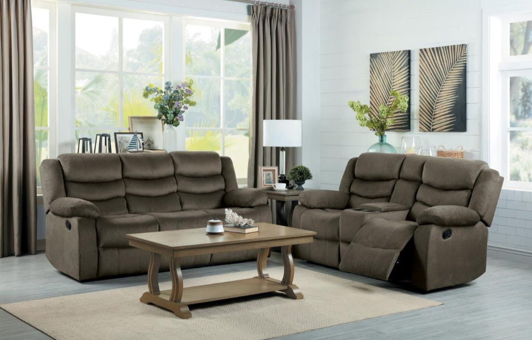 Discus Double Reclining Loveseat in Brown 9526BR-2 - VIP FURNITURE (NJ)