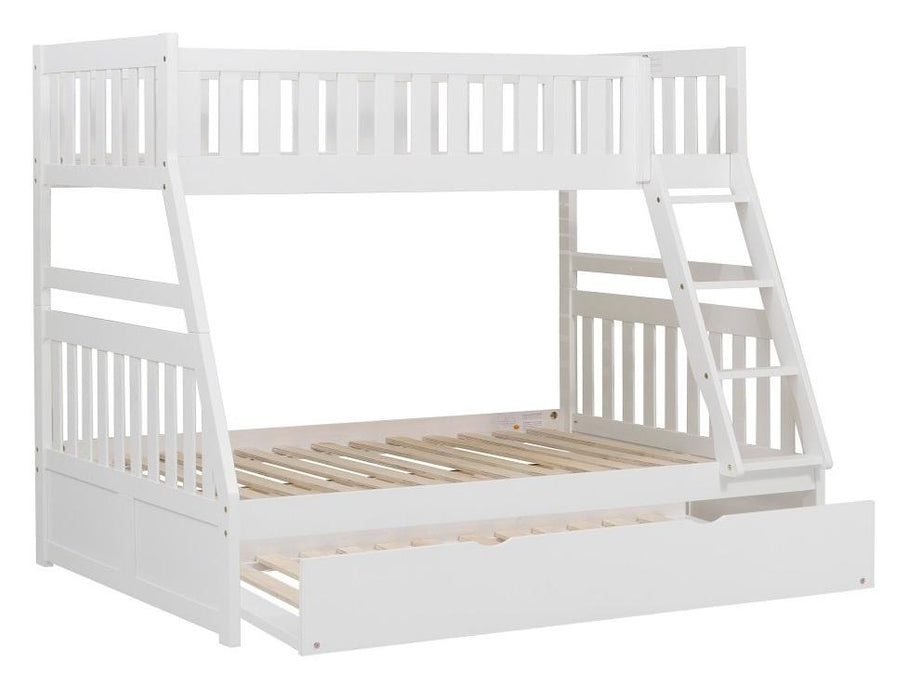 Galen Twin/Full Bunk Bed w/ Twin Trundle in White B2053TFW-1*R - VIP FURNITURE (NJ)