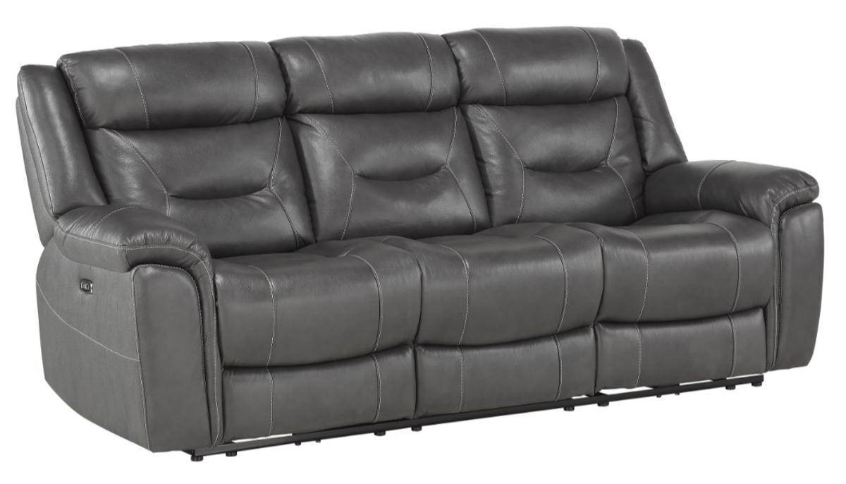 Danio Power Double Reclining Sofa with Power Headrests in Dark Gray 9528DGY-3PWH - VIP FURNITURE (NJ)