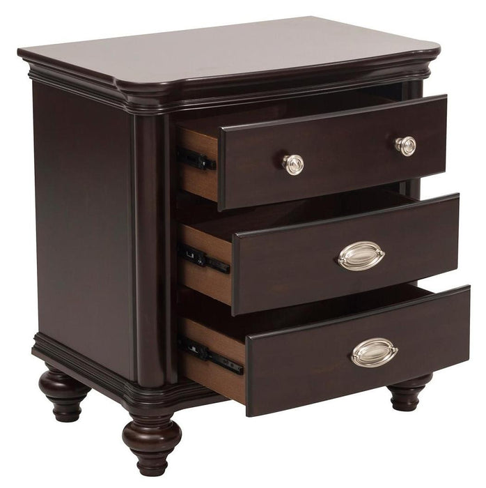 Marston 3 Drawer Nightstand in Dark Cherry 2615DC-4 - VIP FURNITURE (NJ)