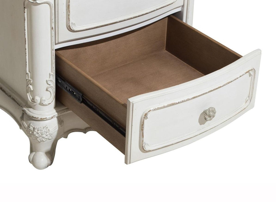 Cinderella Night Stand in Antique White with Grey Rub-Through 1386NW-4 - VIP FURNITURE (NJ)