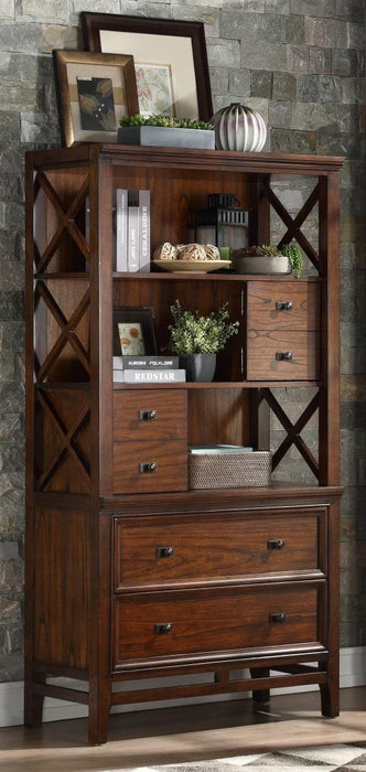 Frazier Bookcase in Brown Cherry 1649-18 - VIP FURNITURE (NJ)