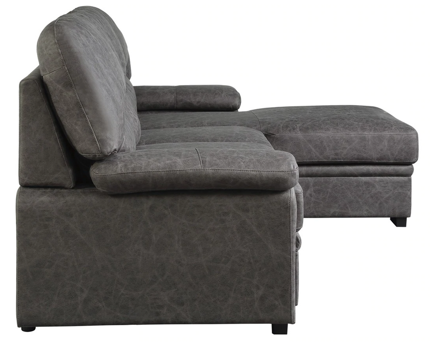 Michigan Sectional with Pull Out Bed and Right Chaise in Dark Gray 9407DG*2RC3L - VIP FURNITURE (NJ)