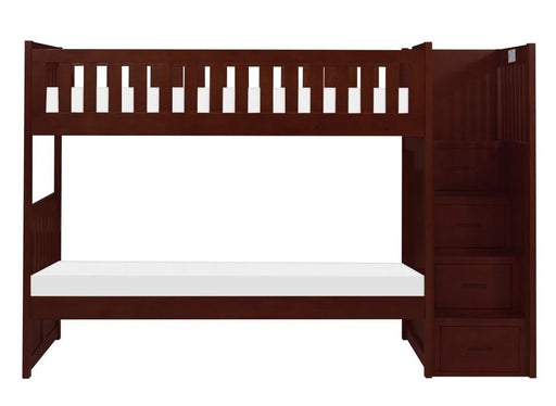 Rowe Bunk Bed w/ Reversible Step Storage in Dark Cherry B2013SBDC-1* - VIP FURNITURE (NJ)