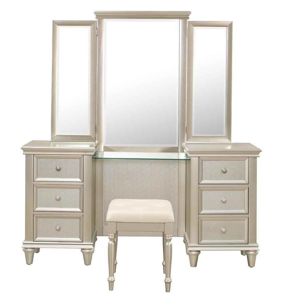 Celandine Vanity Dresser with Mirror in Silver 1928-15*