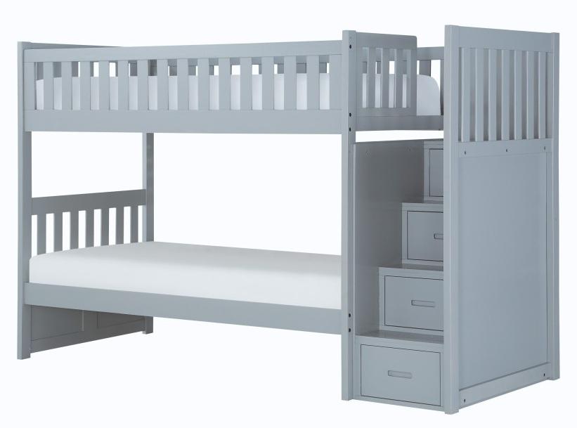 Orion Bunk Bed w/ Reversible Step Storage in Gray B2063SB-1* - VIP FURNITURE (NJ)