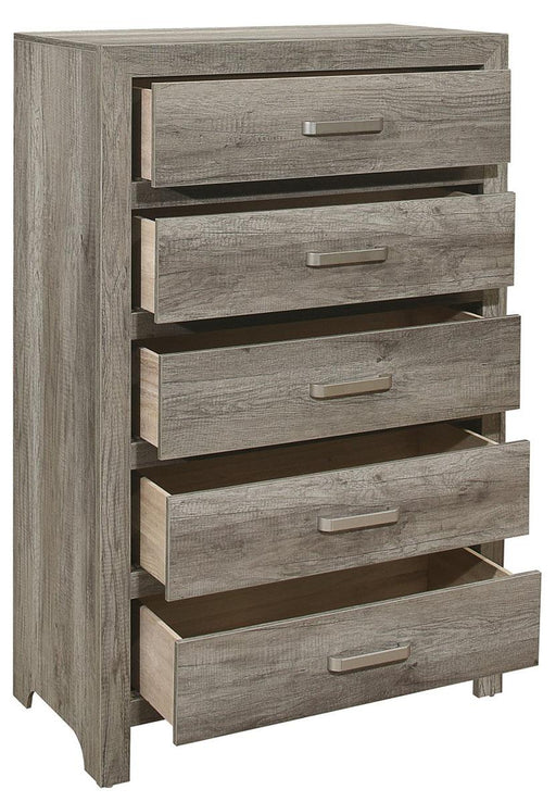 Mandan 5 Drawer Chest in Weathered Gray 1910GY-9 - VIP FURNITURE (NJ)