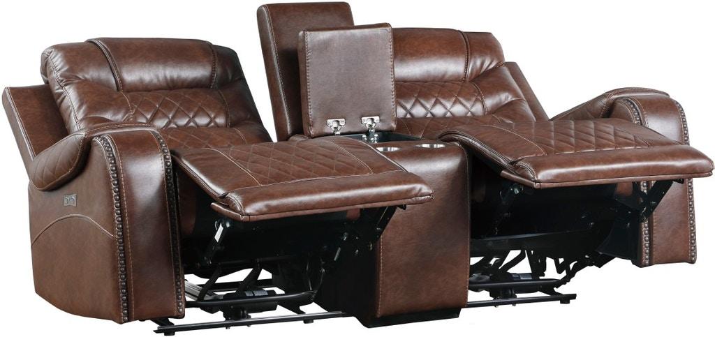 Putnam Power Double Reclining Loveseat in Brown 9405BR-2PW - VIP FURNITURE (NJ)