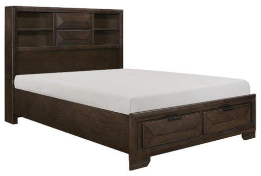 Chesky Queen Bookcase Bed with Footboard Storage in Warm Espresso 1753-1* - VIP FURNITURE (NJ)