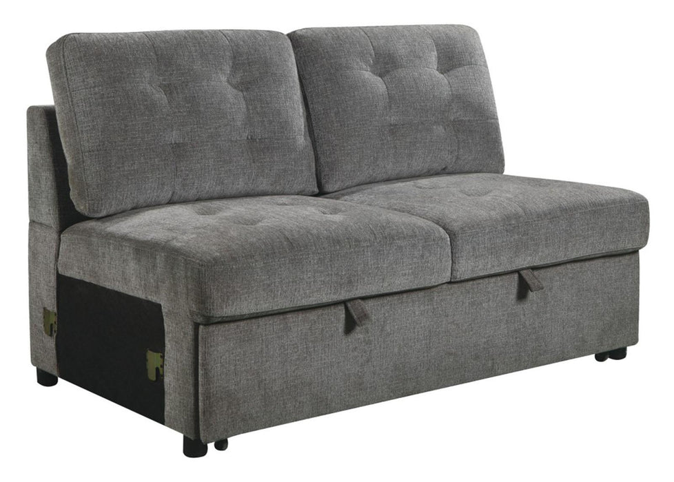 Logansport Armless 2-Seater with Pull-out Bed in Gray 9401GRY-2A - VIP FURNITURE (NJ)