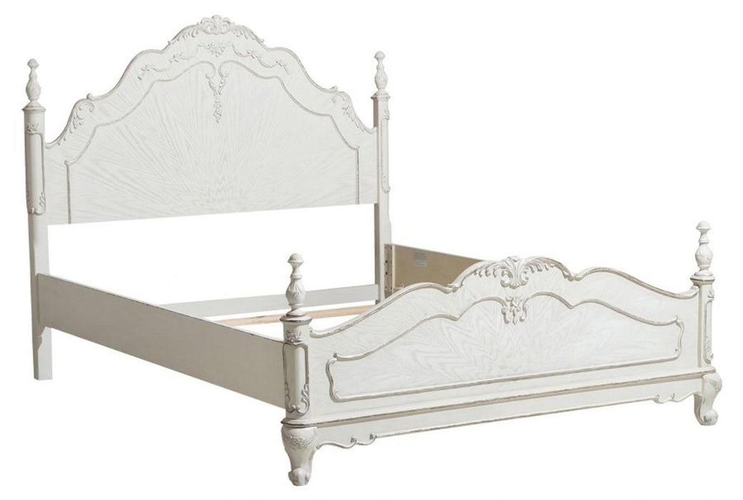 Cinderella Queen Poster Bed in Antique White 1386NW-1* - VIP FURNITURE (NJ)