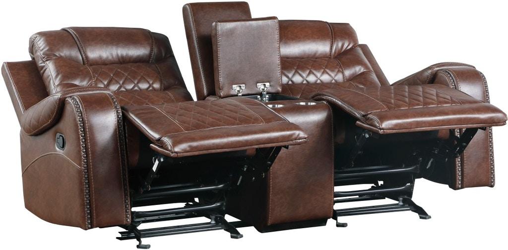 Putnam Double Glider Reclining Loveseat in Brown 9405BR-2 - VIP FURNITURE (NJ)