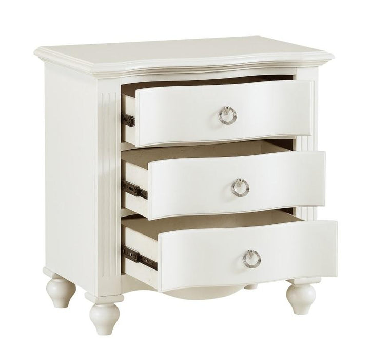 Meghan 3 Drawer Nightstand in White 2058WH-4 - VIP FURNITURE (NJ)