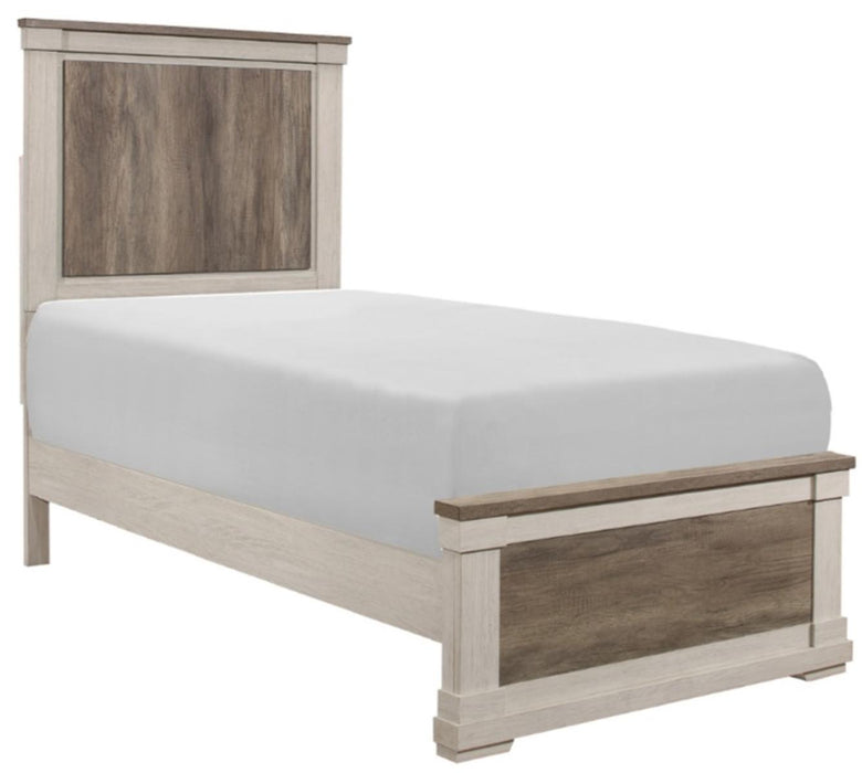 Arcadia Twin Panel Bed in White & Weathered Gray 1677T-1* - VIP FURNITURE (NJ)