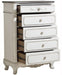 Cinderella 5 Drawer Chest in Antique White with Grey Rub-Through 1386NW-9 - VIP FURNITURE (NJ)