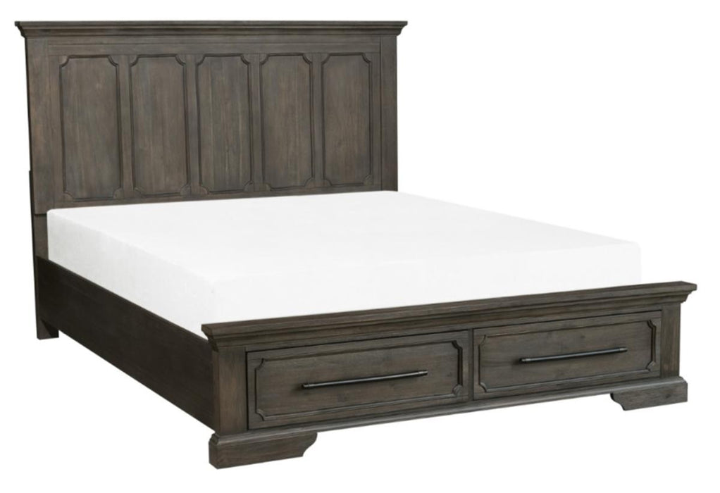 Taulon King Platform Bed with Footboard Storage in Dark Oak 5438K-1EK* - VIP FURNITURE (NJ)