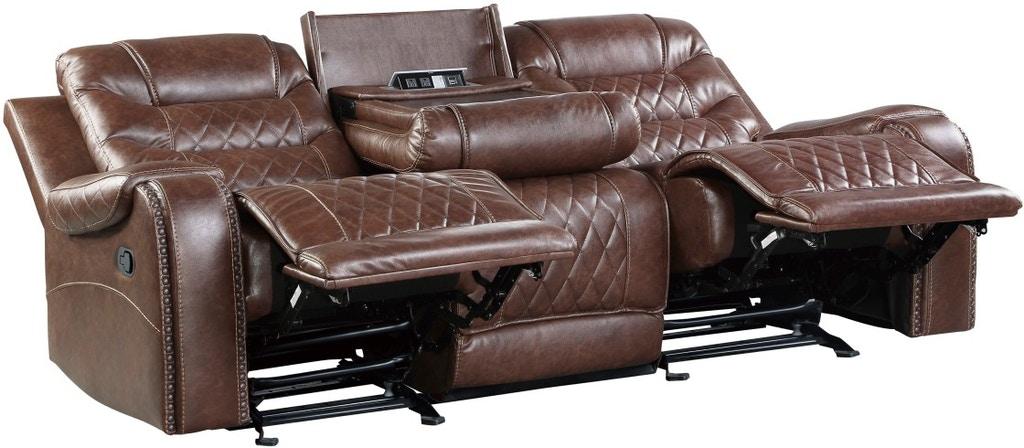 Putnam Double Reclining Sofa with Drop-Down in Brown 9405BR-3 - VIP FURNITURE (NJ)