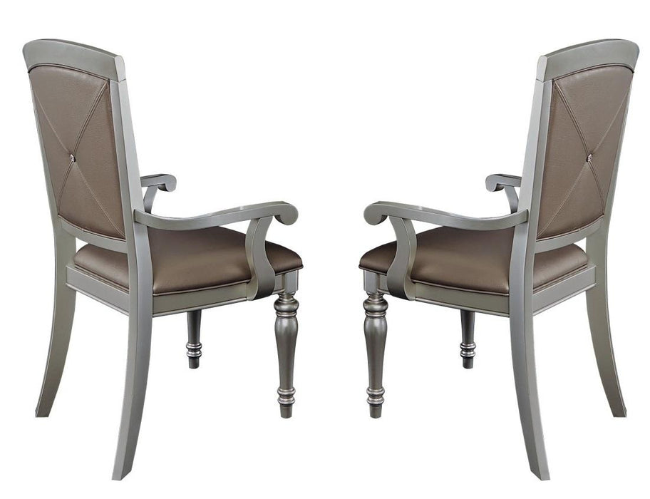 Orsina Arm Chair in Silver (Set of 2) - VIP FURNITURE (NJ)
