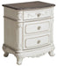 Cinderella Night Stand in Antique White with Grey Rub-Through 1386NW-4 - VIP FURNITURE (NJ)