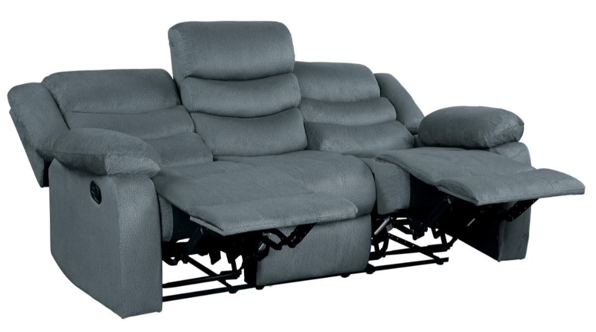 Discus Double Reclining Sofa in Gray 9526GY-3 - VIP FURNITURE (NJ)