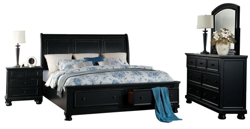 Laurelin Queen Sleigh Platform Storage Bed in Black 1714BK-1 - VIP FURNITURE (NJ)
