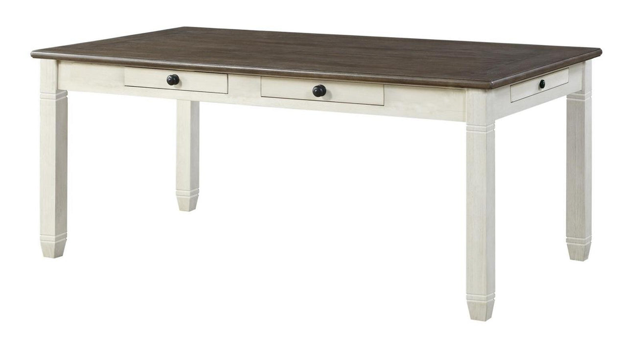 Granby Dining Table in White & Brown 5627NW-72 - VIP FURNITURE (NJ)