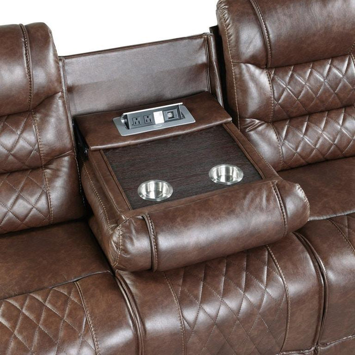 Putnam Double Reclining Sofa with Drop-Down in Brown 9405BR-3 - VIP FURNITURE (NJ)