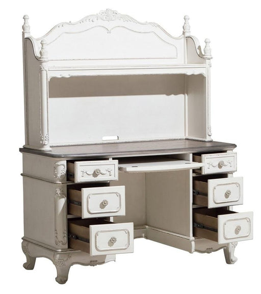 Cinderella Writing Desk in Antique White with Grey Rub-Through 1386NW-11 - VIP FURNITURE (NJ)