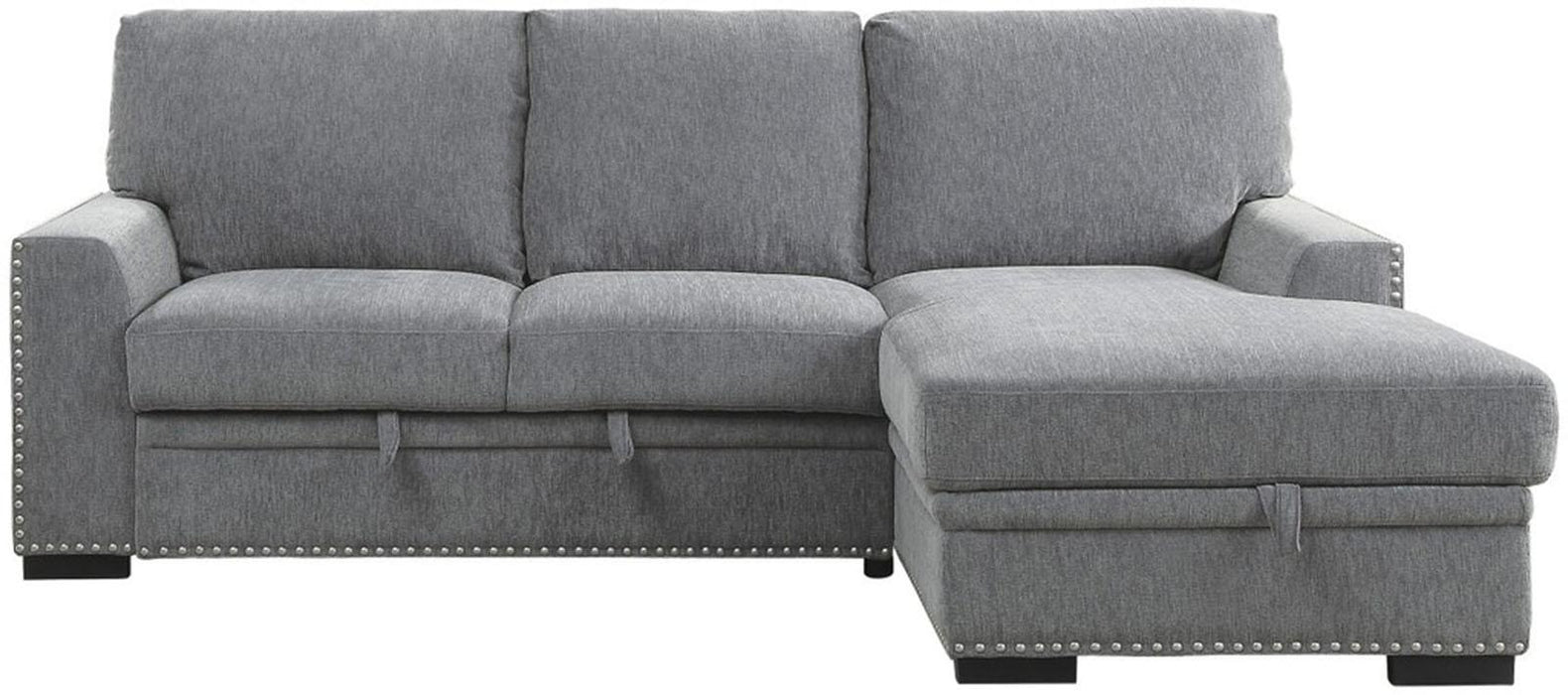 Morelia 2pc Sectional with Pull Out Bed and Right Chaise in Dark Gray 9468DG*2RC2L - VIP FURNITURE (NJ)