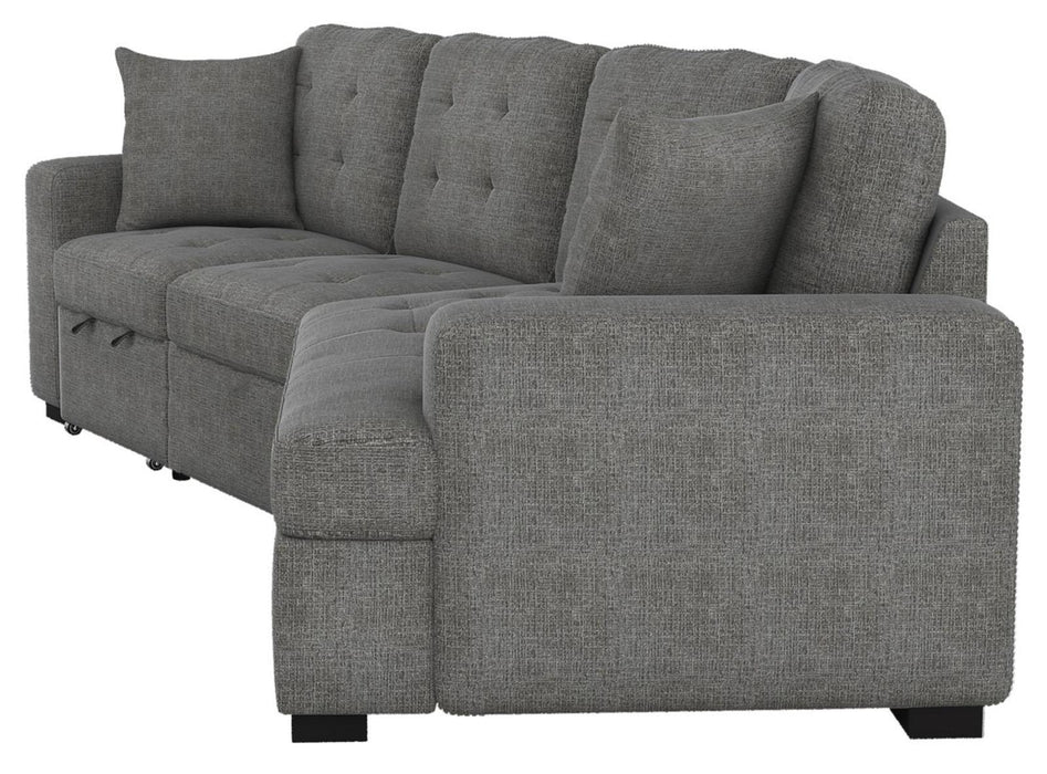 Logansport Right Side Cuddler with 1 Pillow in Gray 9401GRY-RU - VIP FURNITURE (NJ)