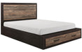 Miter King Platform Bed with Footboard Storage in Rustin Mahogany & Dark Ebony 1762K-1EK* - VIP FURNITURE (NJ)