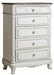 Cinderella 5 Drawer Chest in Antique White with Grey Rub-Through 1386NW-9 - VIP FURNITURE (NJ)