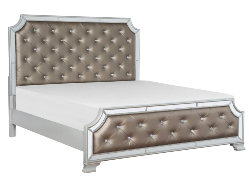 Avondale Queen Upholstered Panel Bed in Silver 1646-1* - VIP FURNITURE (NJ)