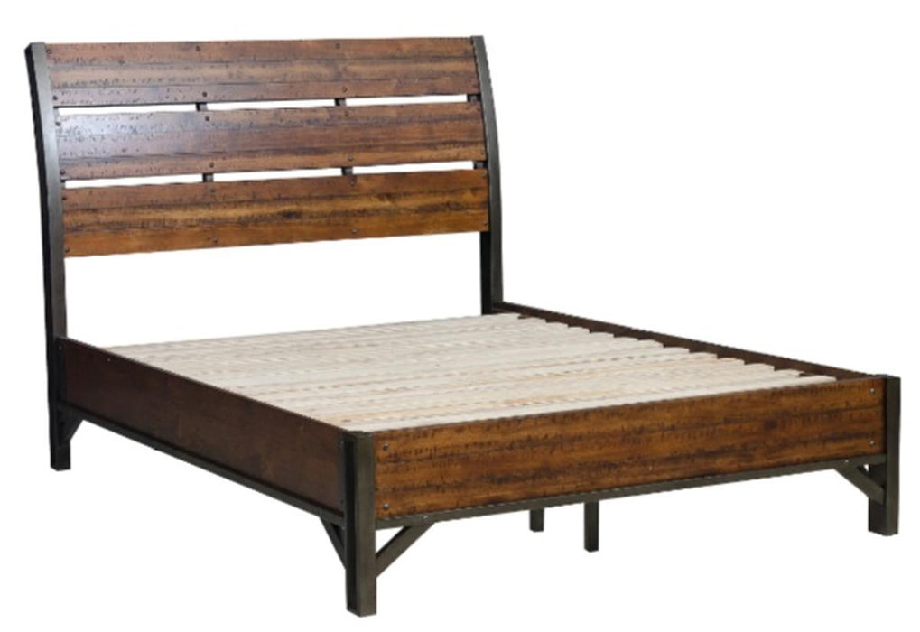 Holverson King Platform Bed in Rustic Brown & Gunmetal 1715K-1EK* - VIP FURNITURE (NJ)