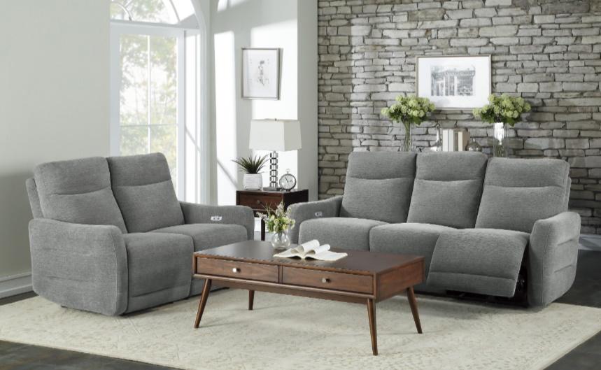 Edition Power Double Lay Flat Reclining Sofa in Dove Grey 9804DV-3PWH - VIP FURNITURE (NJ)