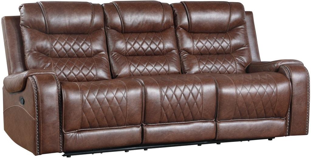 Putnam Double Reclining Sofa with Drop-Down in Brown 9405BR-3 - VIP FURNITURE (NJ)