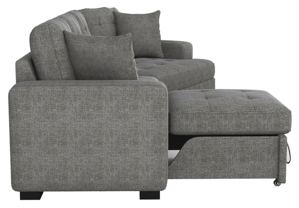 Logansport Left Side 2-Seater with Pull-out Ottoman and 1 Pillow in Gray 9401GRY-2L - VIP FURNITURE (NJ)